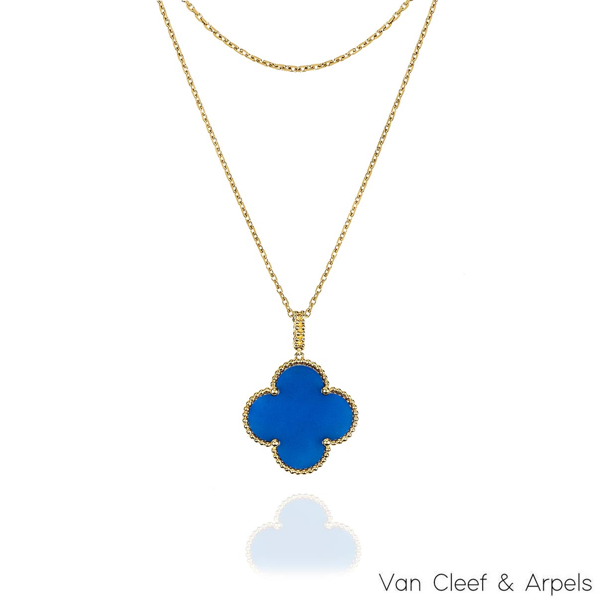 Van Cleef & Arpels Yellow Gold Agate Magic Alhambra Long Necklace VCARP6LA00 Van Cleef & Arpels Yellow Gold Agate Magic Alhambra Long Necklace VCARP6LA00